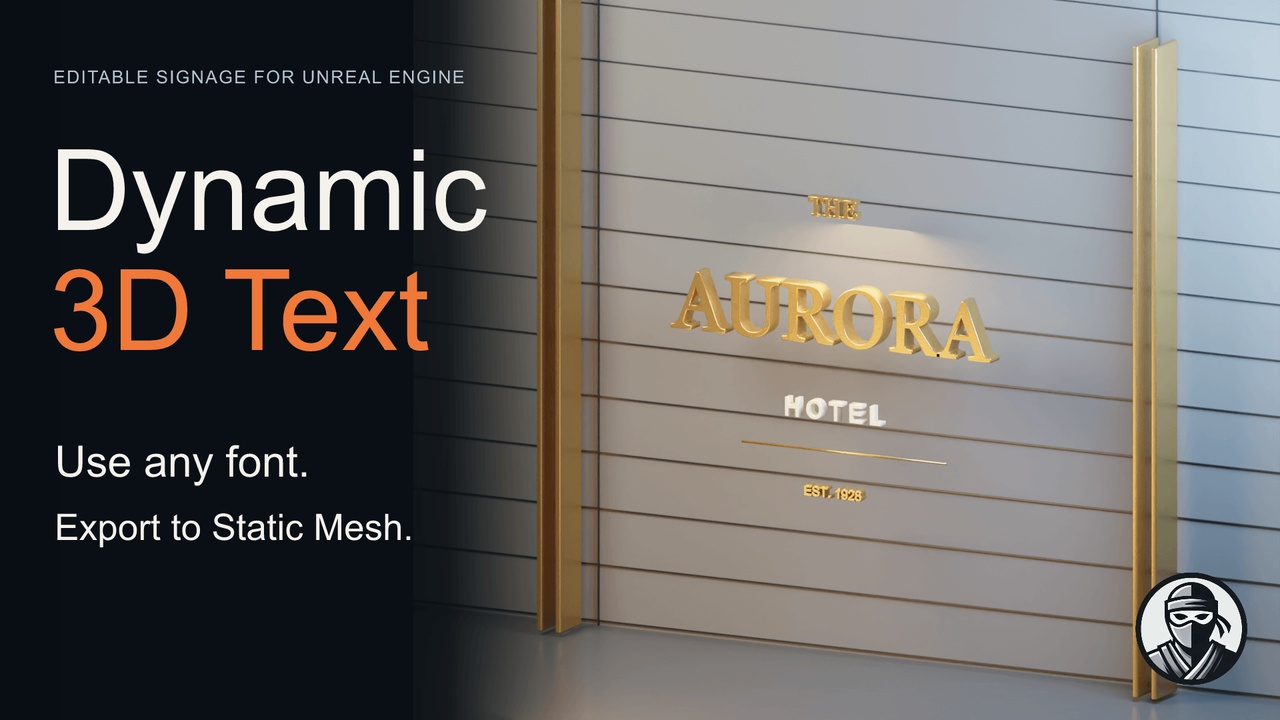Dynamic 3D Text — Custom Fonts, Complete Signs & Static Mesh Export | Fab