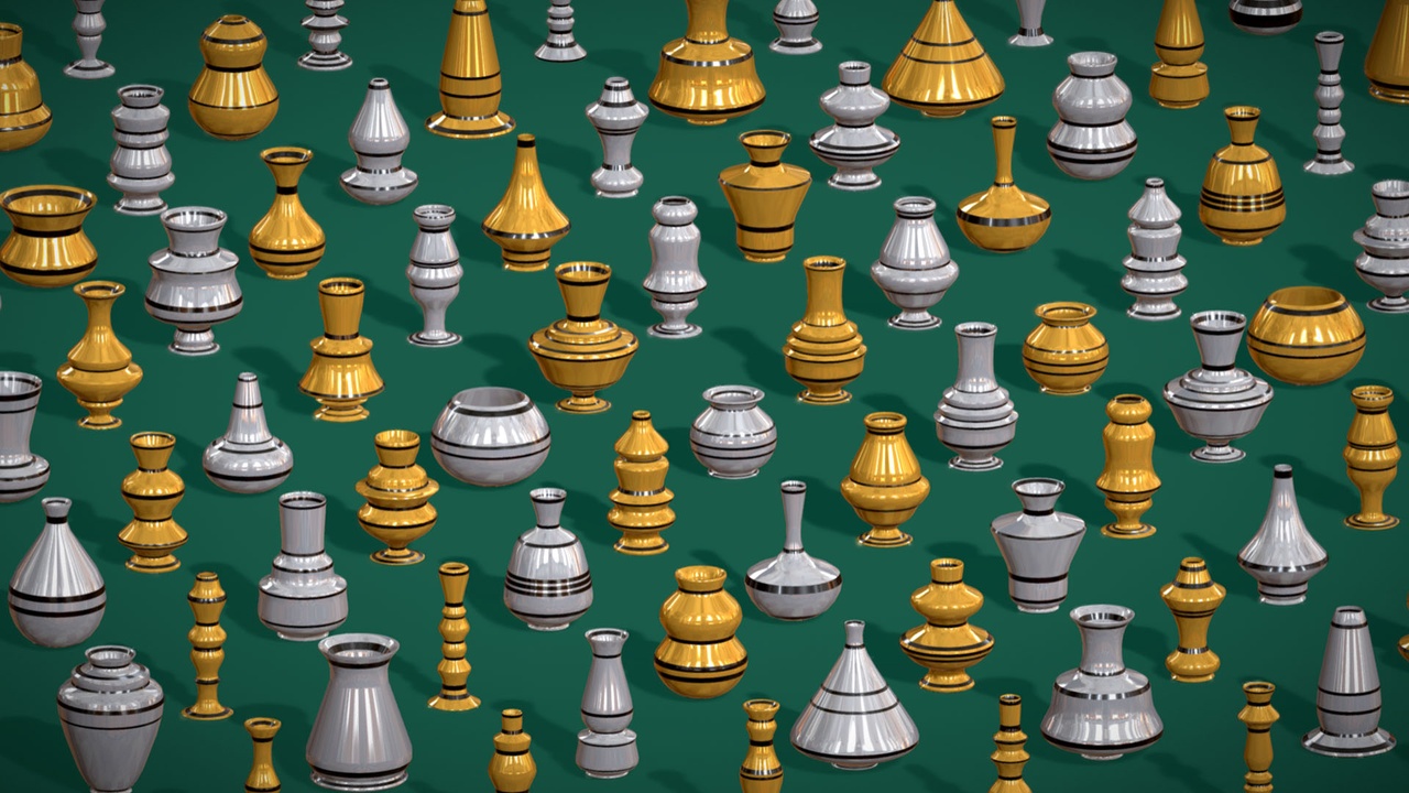 Media 1 for listing Gold & Silver Designer Pots – 100 Luxurious Low Poly Realistic Vessels Mega Pack