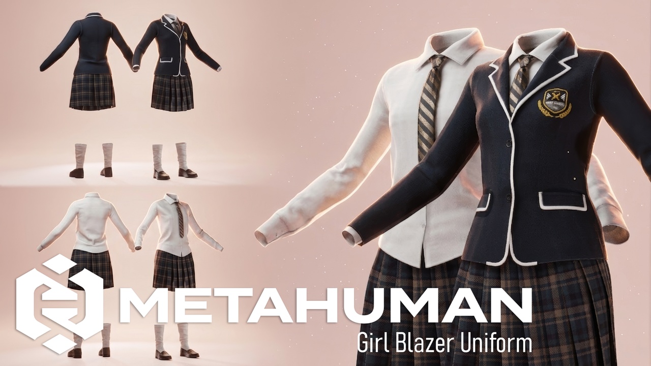 Media 1 for listing MHC: Girl Blazer Uniform | Metahuman Outfit