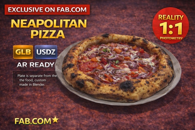 Neapolitan Pizza | AR Ready Photogrammetry 3D Model (1:1 Real Scale) — Cobalt Game Assets