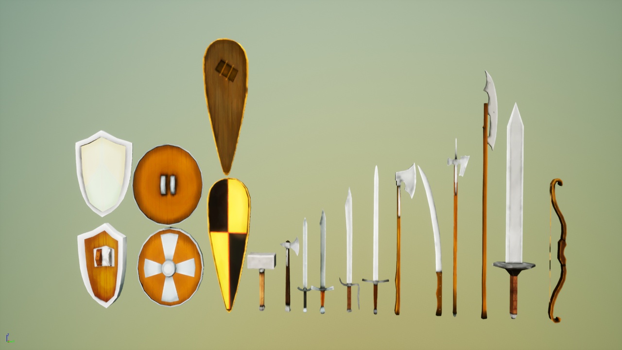 Média 1 pour l'article Lowpoly Stylized Medieval Weapons Pack