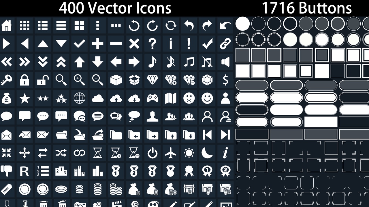 Media 1 for listing Flat Buttons Icons Pack1