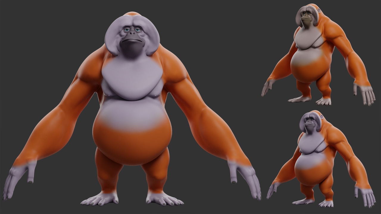 Media 1 for listing Orangutan Stylized /Cartoon - Topology +  UV Map