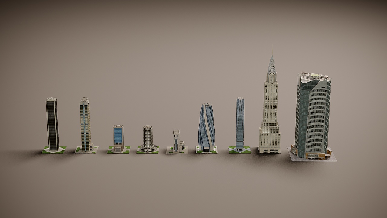 Media 1 for listing Skyscrapers collection tall building Low-poly