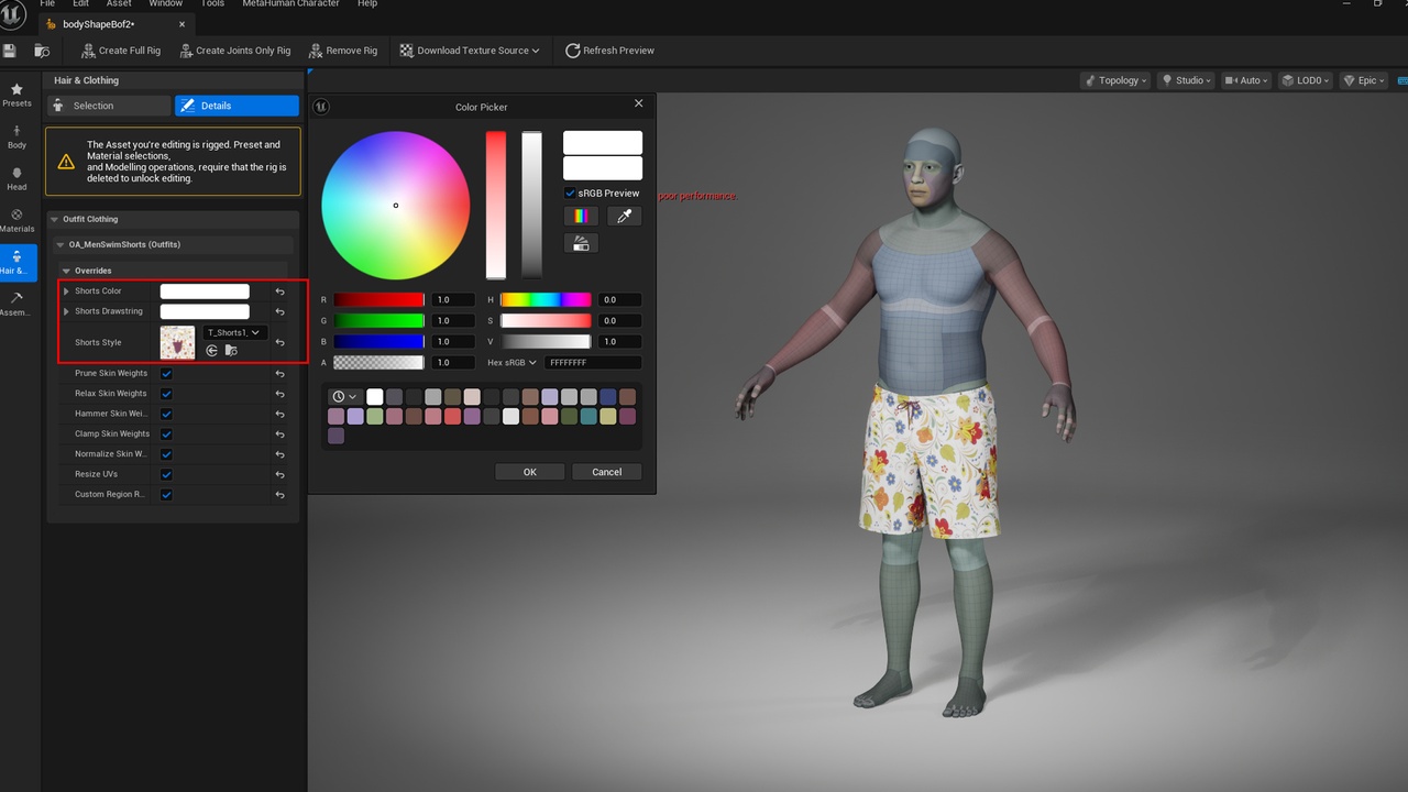 Media 1 for listing Men Swim Shorts - Metahuman Swim Trunks - Parametric PBR Clothes
