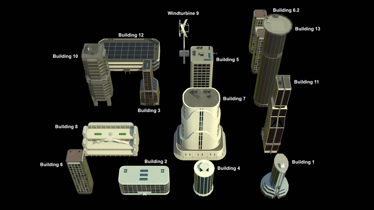 Media 1 for listing 13 Futuristic City Buildings (PBR)