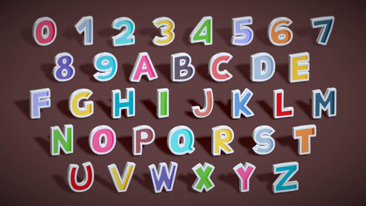 Media 1 for listing Simple Alphabets Numbers Pack 8 - Stylized Toon Metallic - Kids Learning Kit