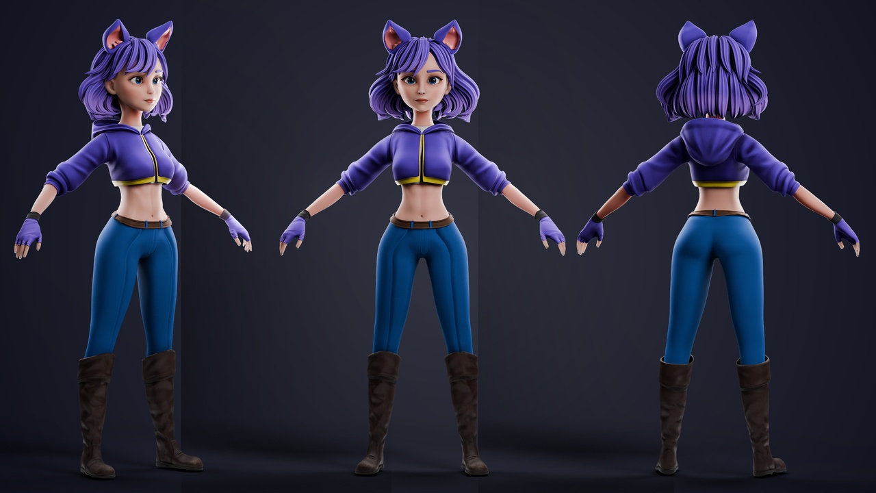 Media 1 for listing Stylized Anime Girl – Game Ready 3D Character