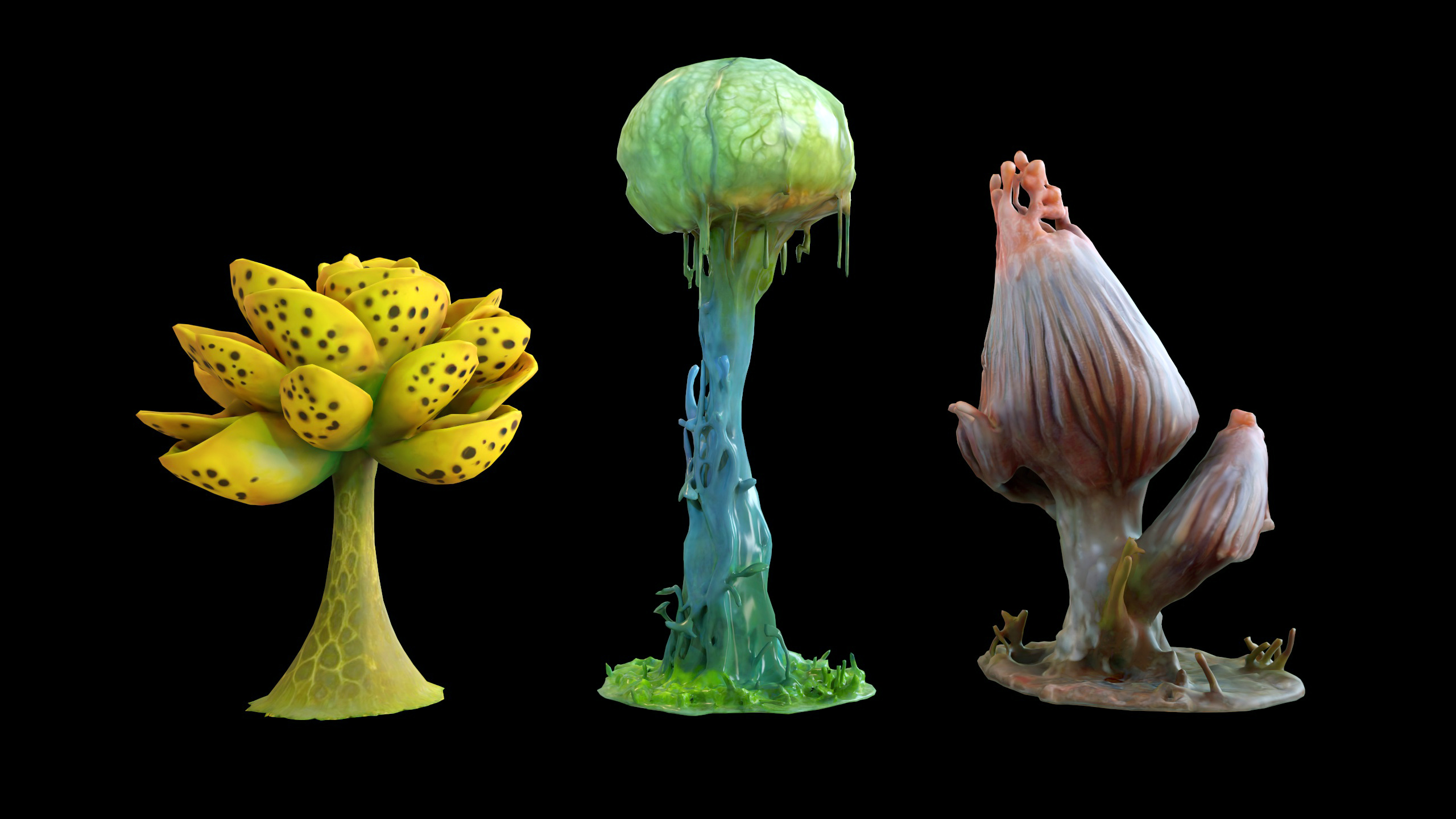 Alien Flora - 3 Stylized Fantasy 3d Plants (Free low-poly) | Fab