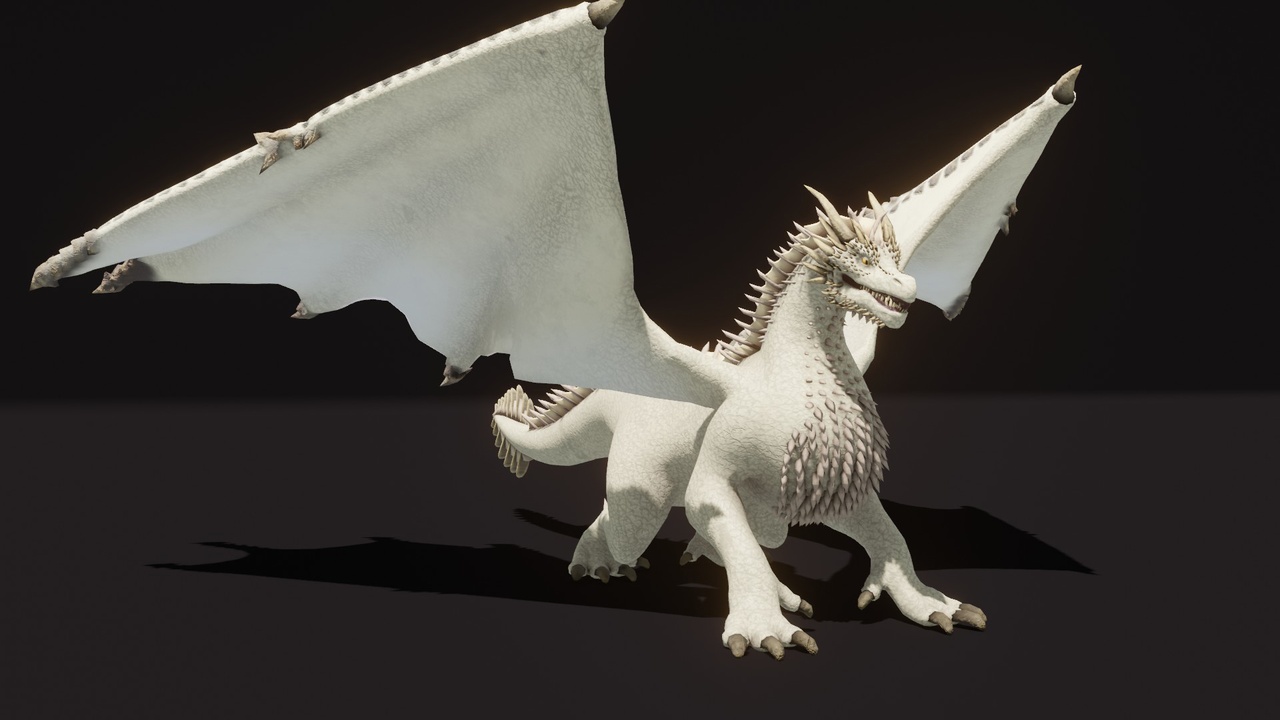 商品 Realistic White Dragon Animated Low-poly 3D Model 的媒体 1