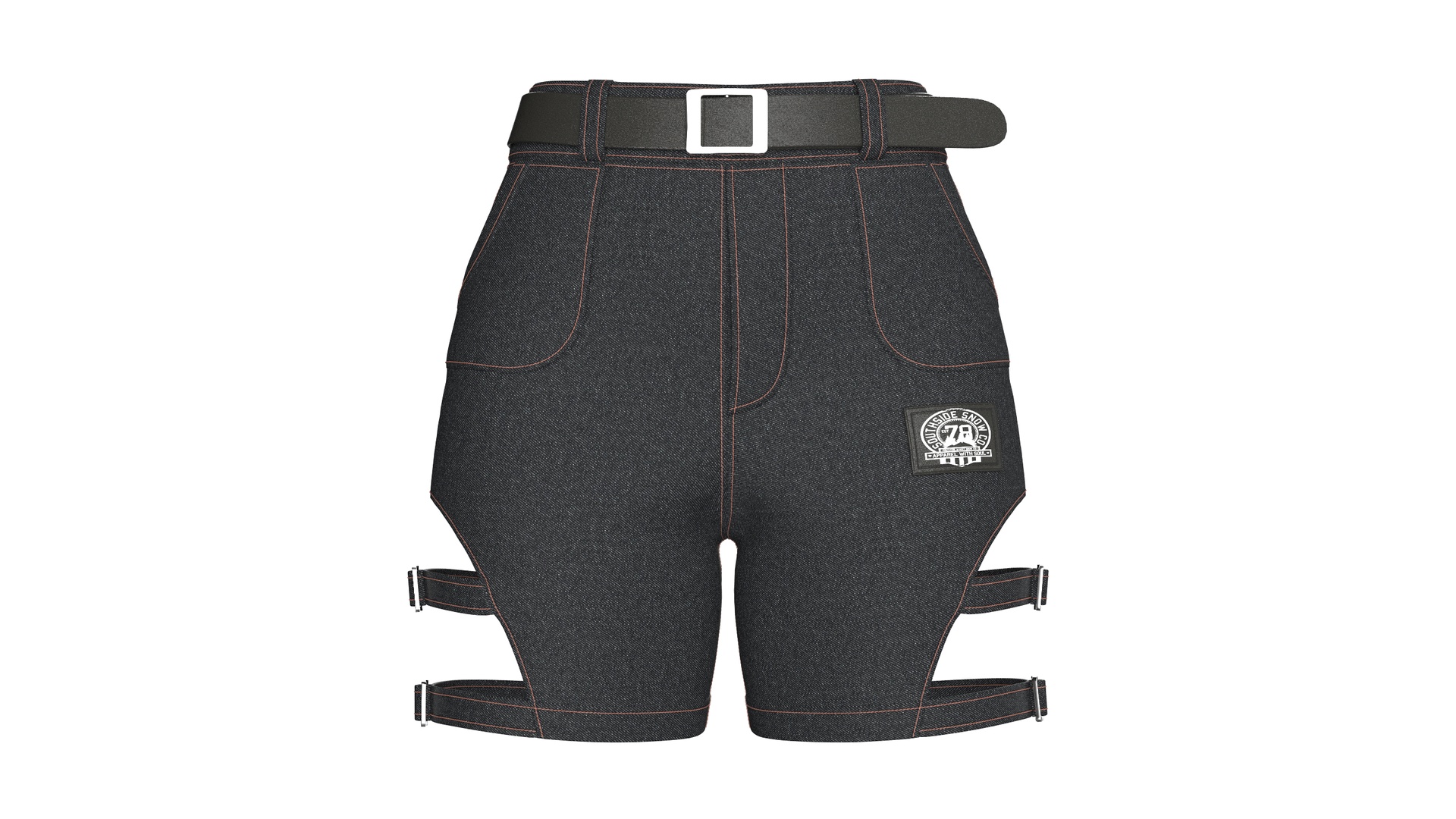 Media 1 for listing Girls Side Cutout Shorts With Buckle Straps | High Poly
