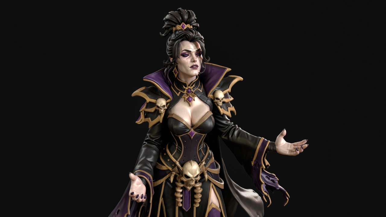 Media 1 for listing Dark Fantasy Necromancer Queen 3D Print Ready Figurine