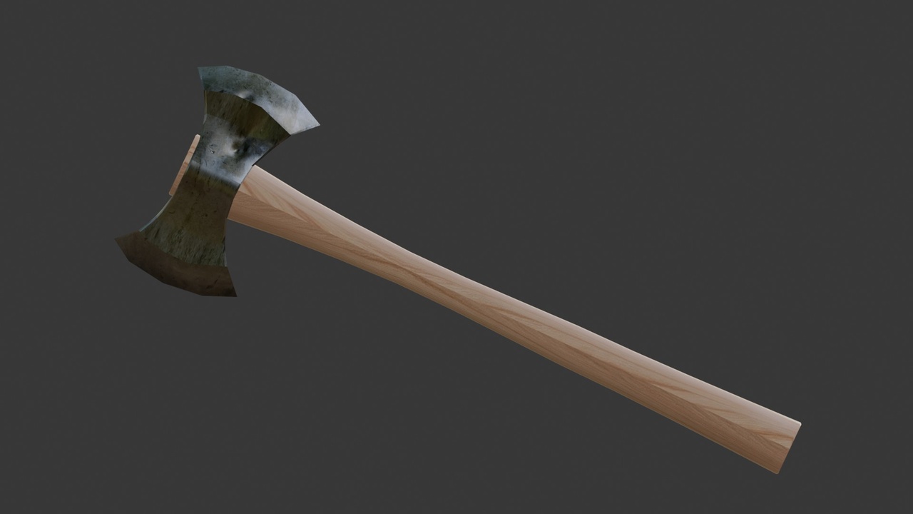 Media 1 for listing Stylized Double Headed Battle Axe – Low Poly Medieval Fantasy Weapon
