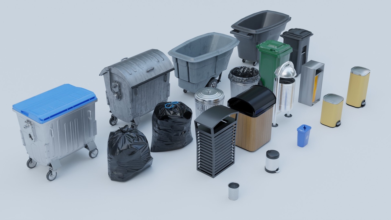 Media 1 for listing Trash can Bundle and Waste Management | Indoor & Outdoor Pack Low Poly