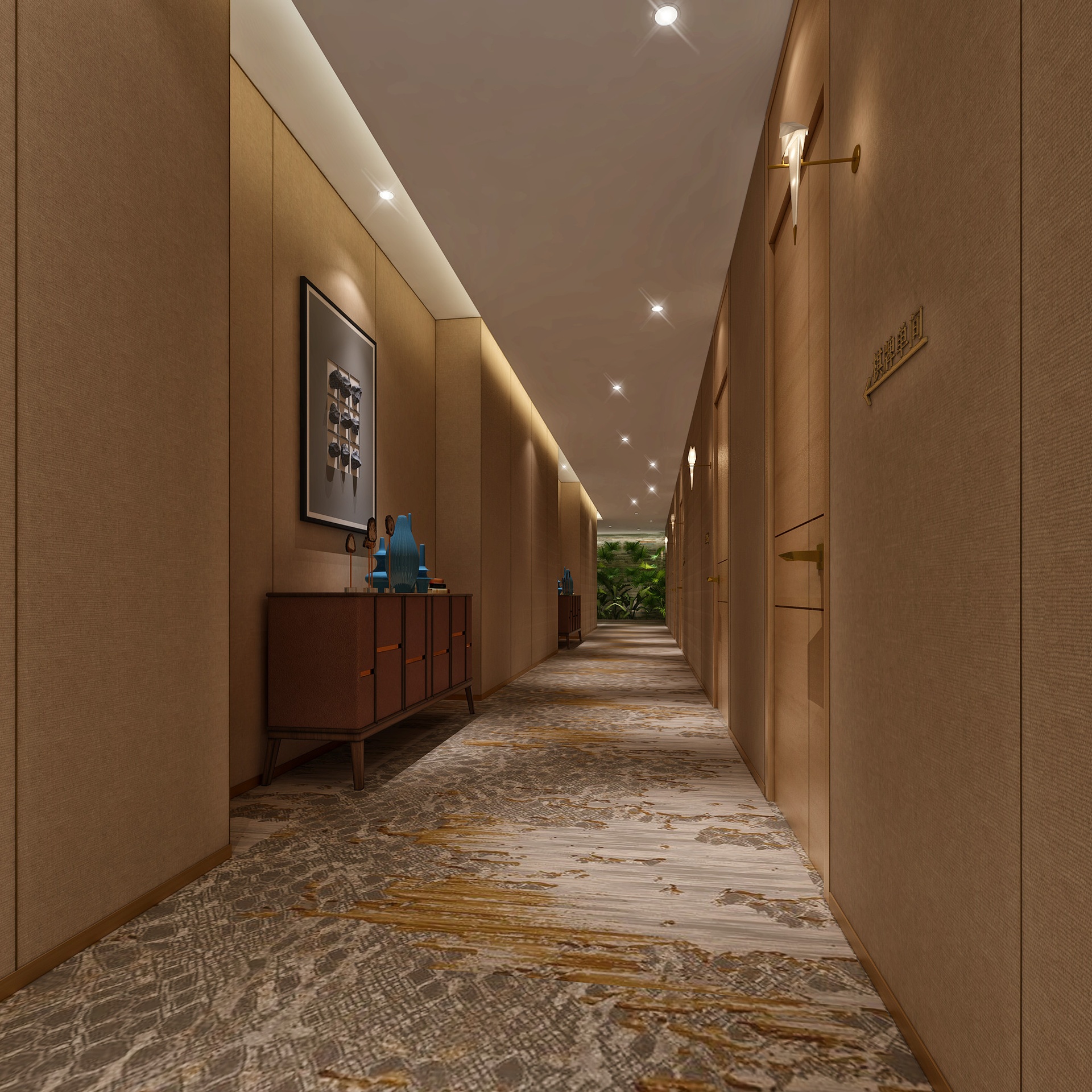 Media 1 for listing Modern Zen Hotel Corridor | Luxury Wooden Hallway