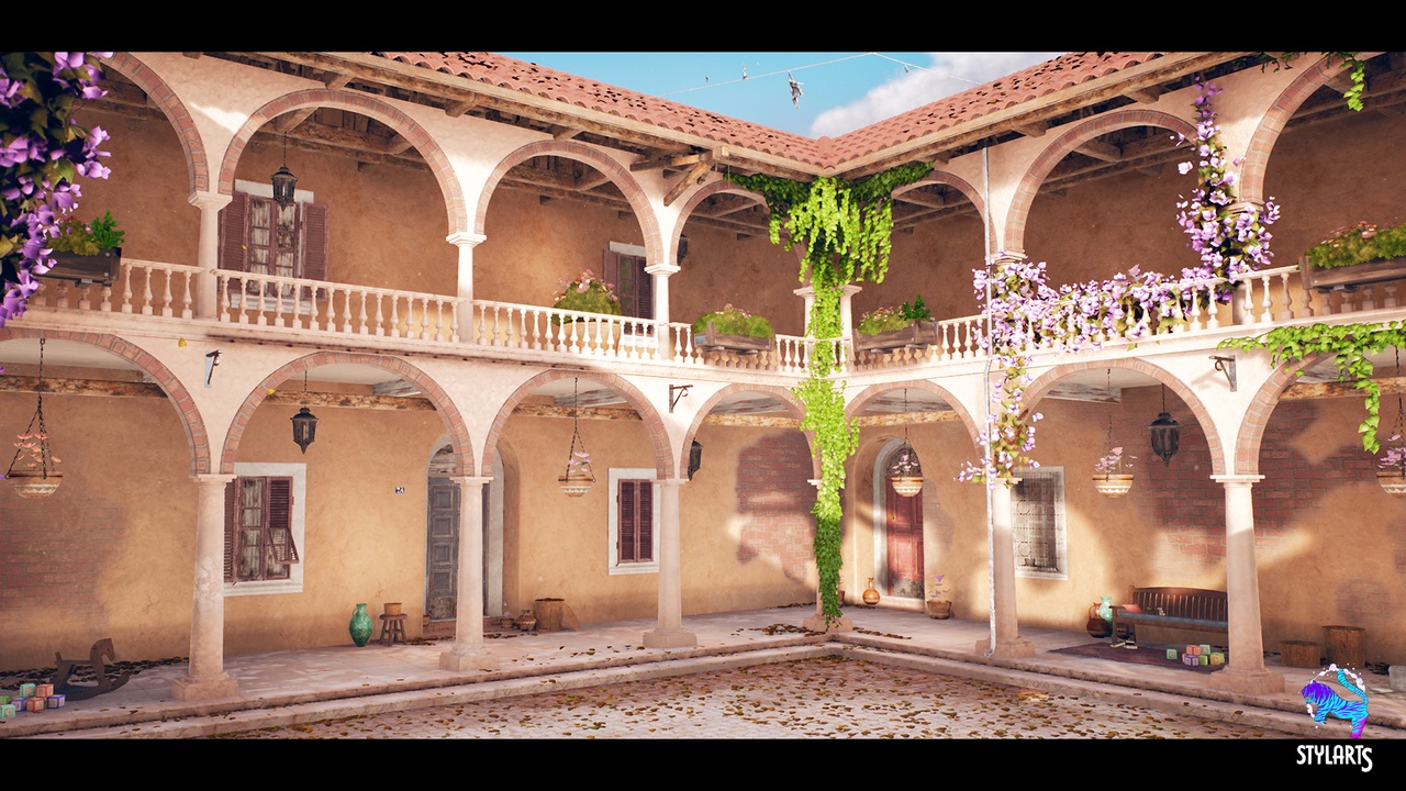 Media 1 for listing Stylized Mediterranean Courtyard ( Stylized Stylised Mediterranean Courtyard )