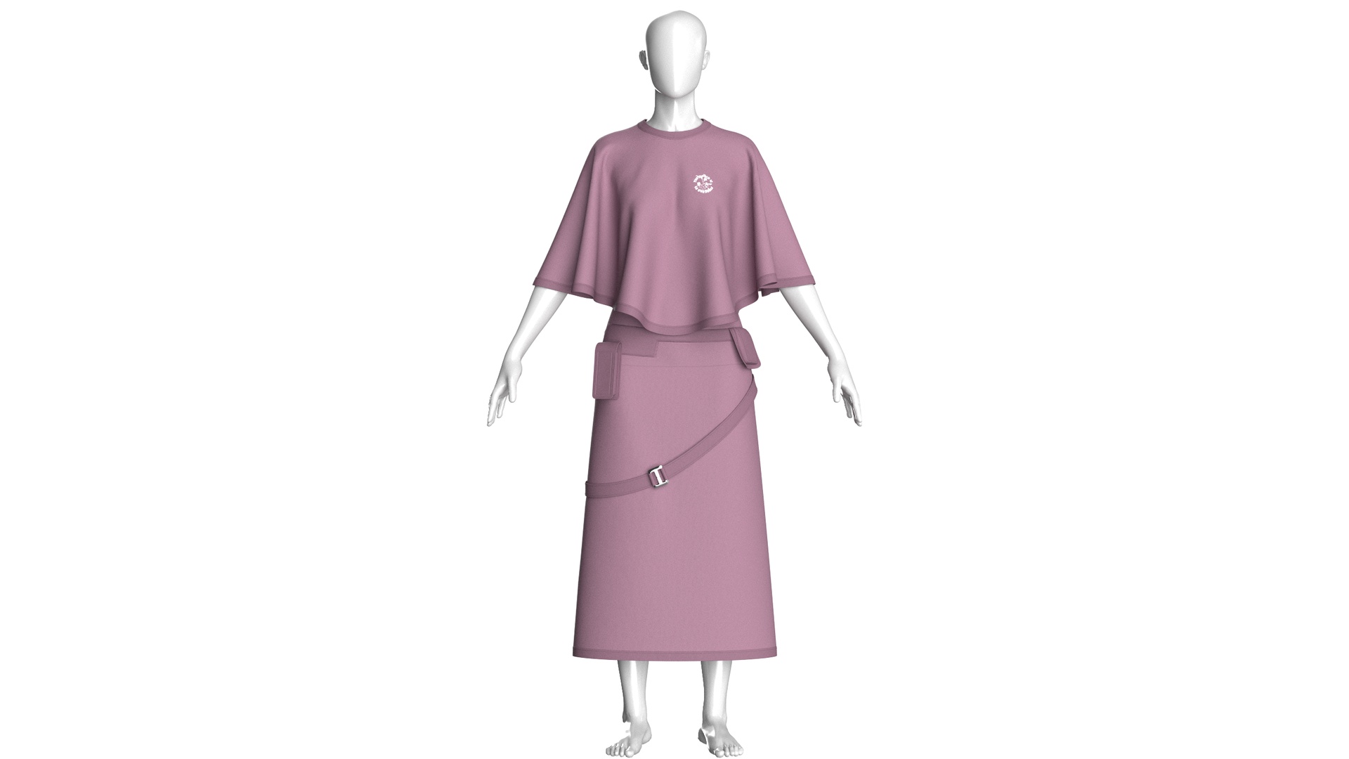 Media 1 for listing Girls Cape Top With Belted Maxi Skirt - Outfit V2 | High Poly