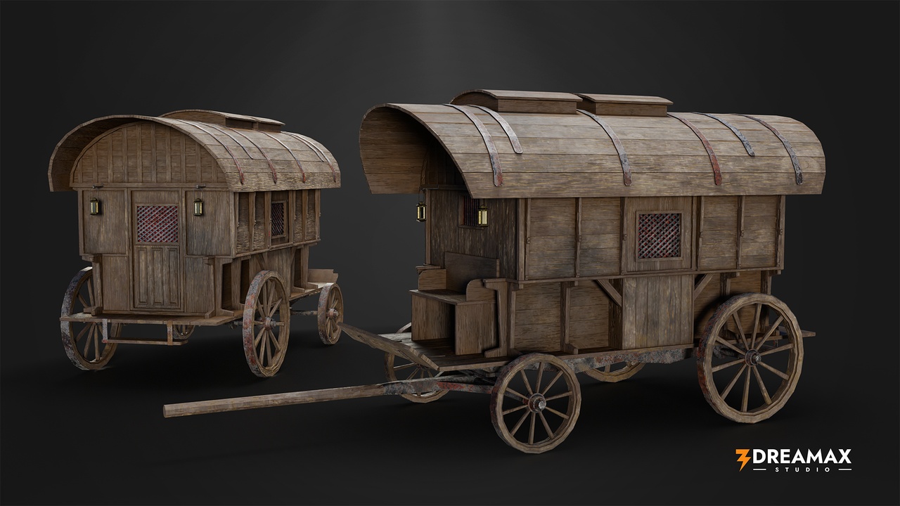 Media 1 for listing Medieval Carriage – Realistic Historical Transport