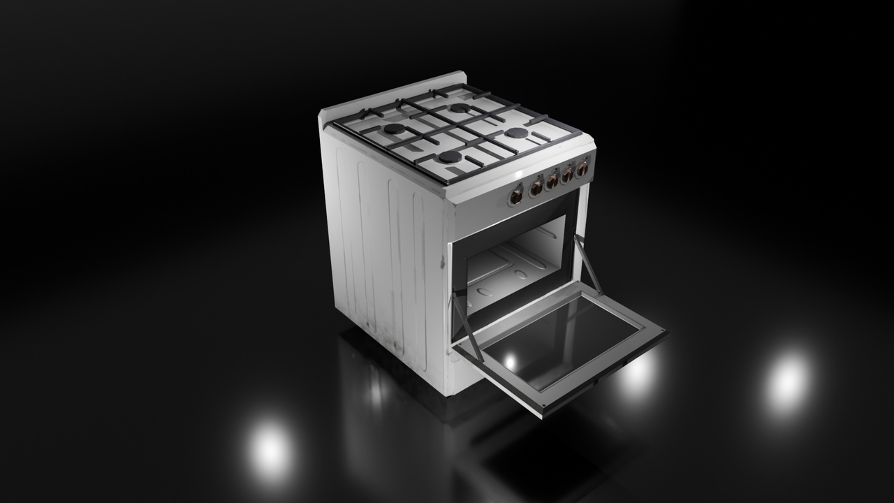 Media 1 for listing Low-Poly Gas Stove with Oven (PBR 2К png)