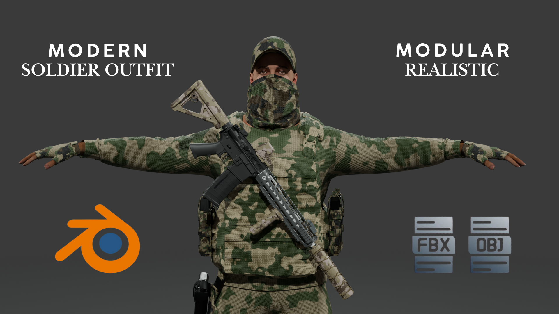 Modern Soldier Outfit – Modular 3D Character Kit | Fab