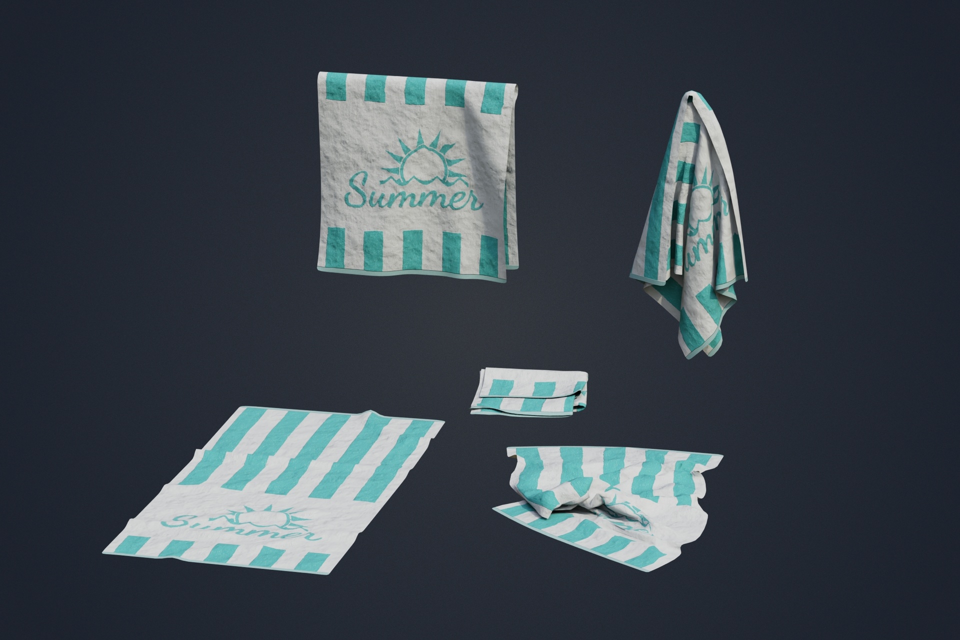 Media 1 for listing Beach Towel Prop Pack PBR Game-Ready Low-poly 3D model
