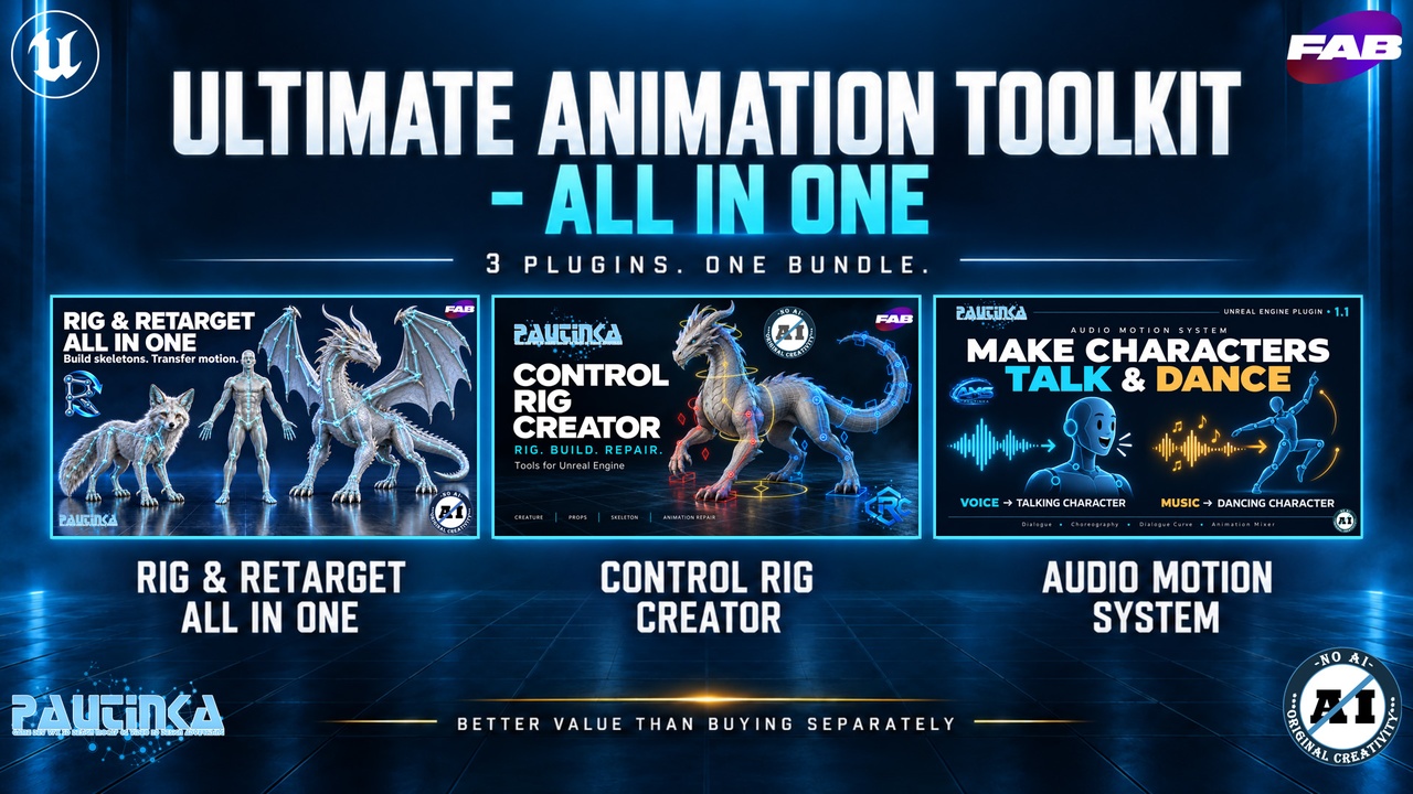 Media 1 for listing Ultimate Animation Toolkit All In One - Rig, Retarget, Fix, Control Rig, Lipsync