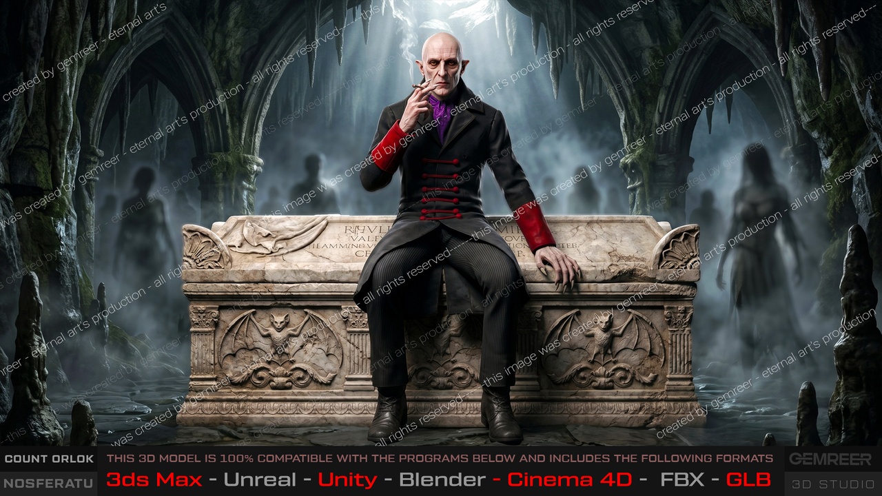 Media 1 for listing Nosferatu Count Orlok Fully Rigged Game-Ready