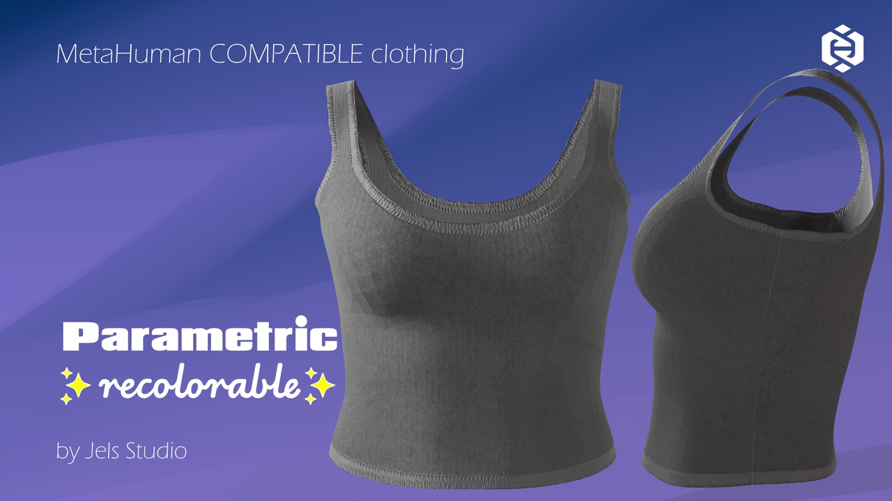 Media 1 for listing Sleeveless knitted top 01 - parametric - recolorable - Metahuman clothing
