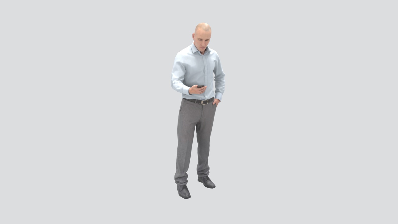 Media 1 for listing Senior Man in Light Shirt and Grey Pants 3D Model