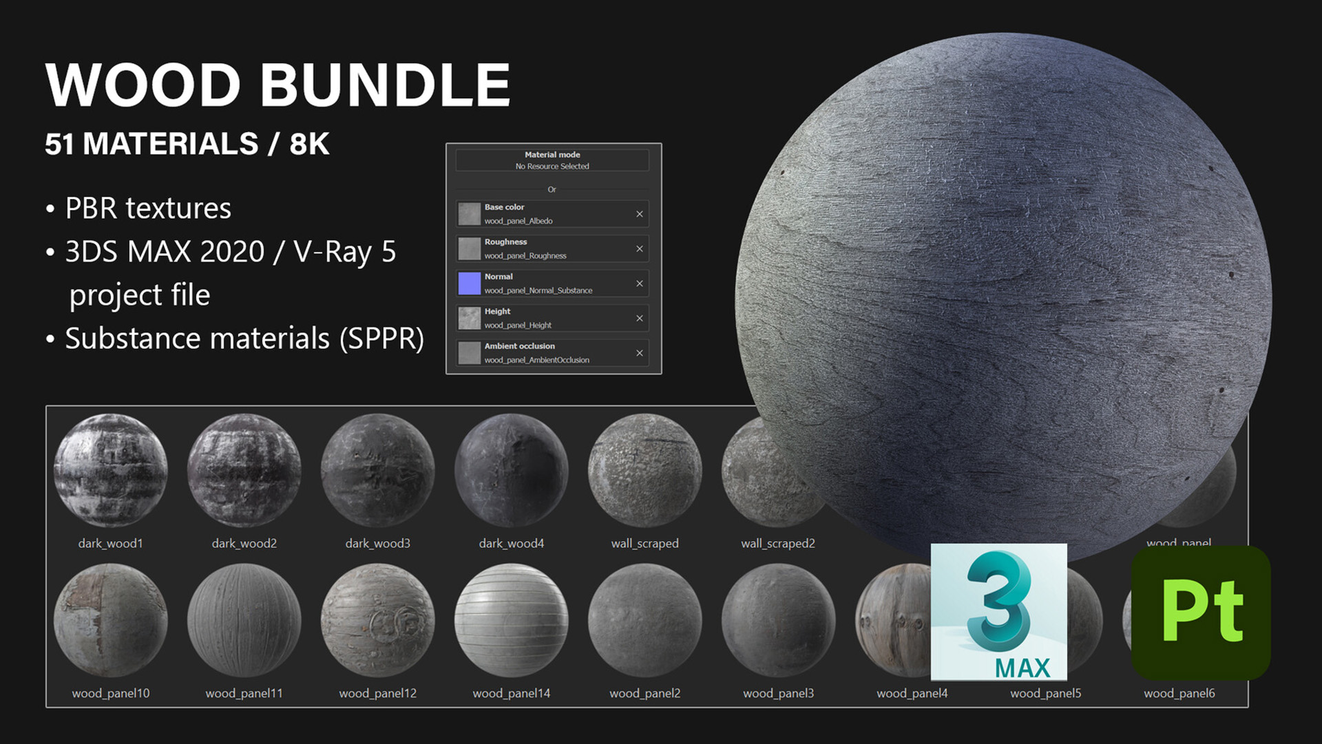 Wood Bundle - 51 Materials / 8K | Fab