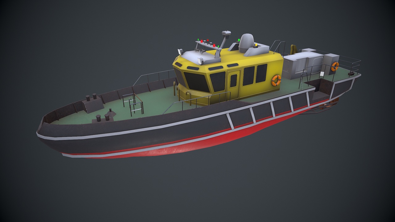 Media 1 for listing Harbor Service Boat Low-poly PBR