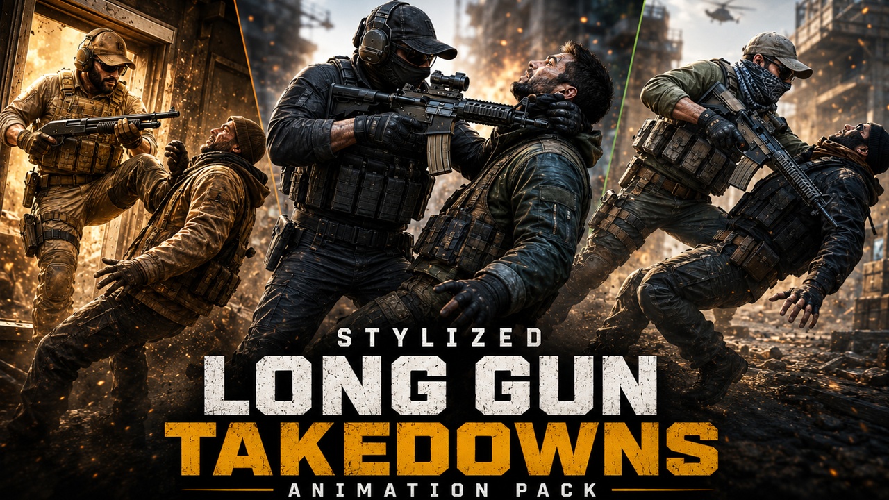 Media 1 for listing Stylized Long Gun Takedowns Animation Pack - Buy