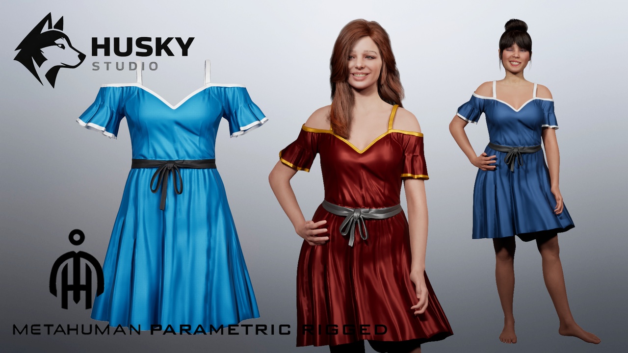Media 1 for listing Dress - 40 -  MetaHuman - Outfit - Parametric - UE5 Rigged
