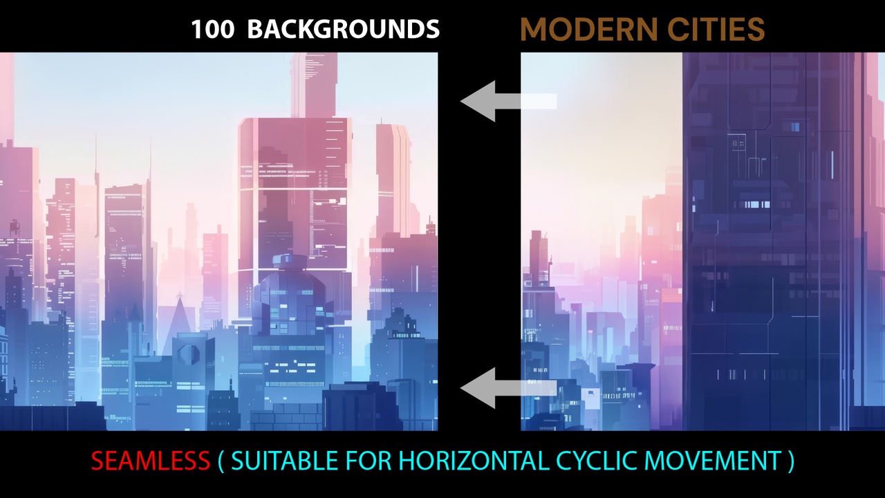 商品 100 Unique Seamless Backgrounds - Modern Cities 的媒体 1