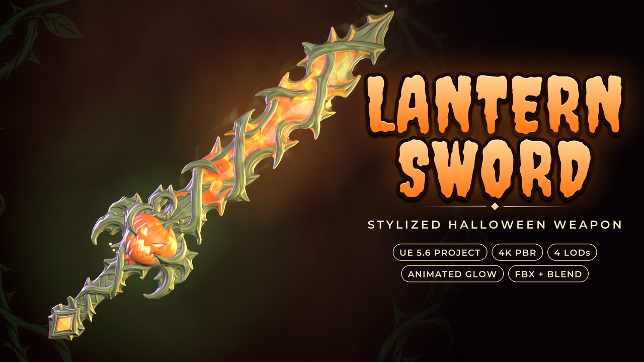 Media 1 for listing Lantern Sword - Stylized Halloween Weapon