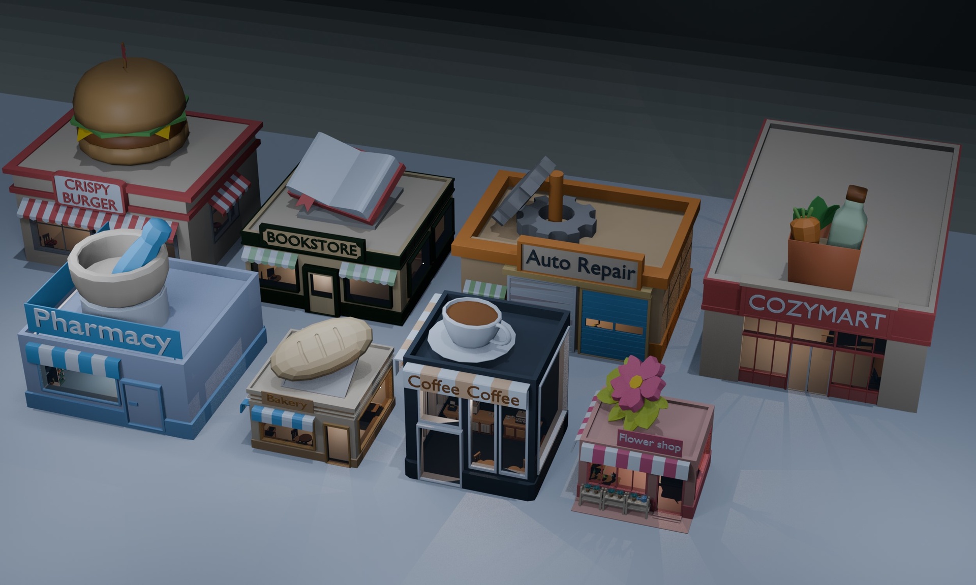 Media 1 for listing Cozy Town - Stylized Commercial Buildings & Props