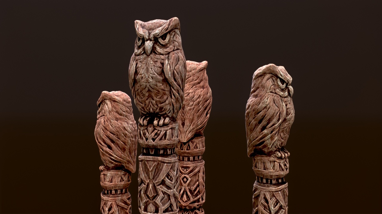 Media 1 for listing Wooden Totem Owl Pole