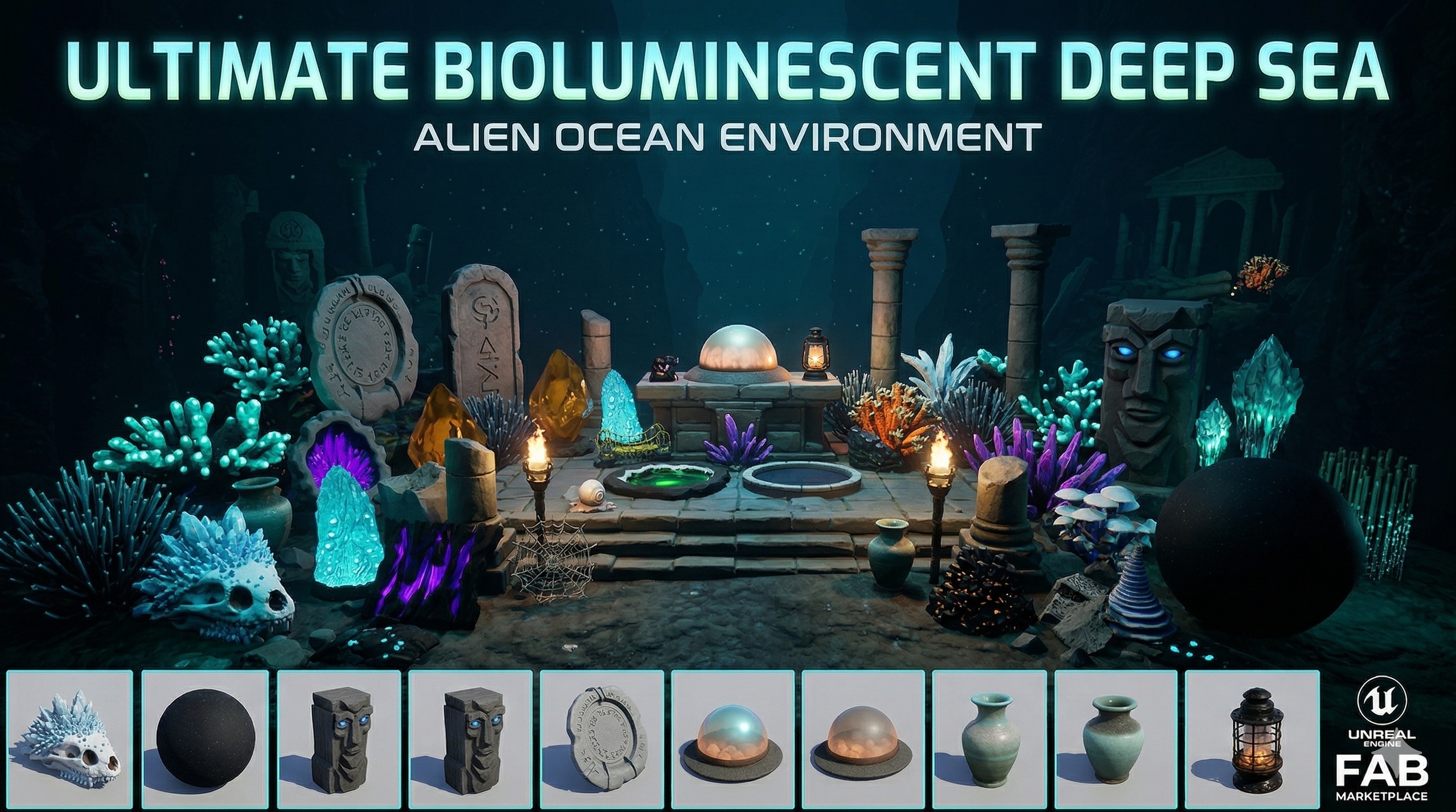 Ultimate Bioluminescent Deep Sea - Alien Ocean Environment | Fab