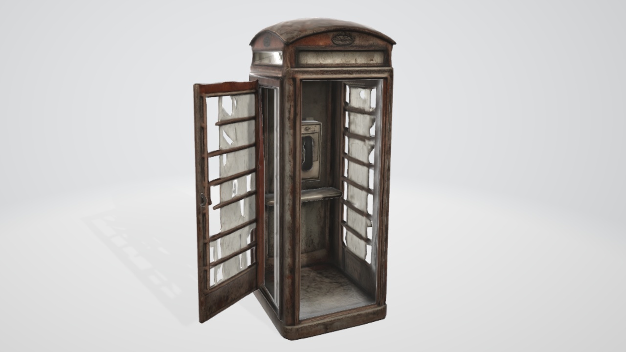Media 1 for listing Abandoned Vintage Telephone Booth – Rusted Public Phone Cabin – 10K Tris