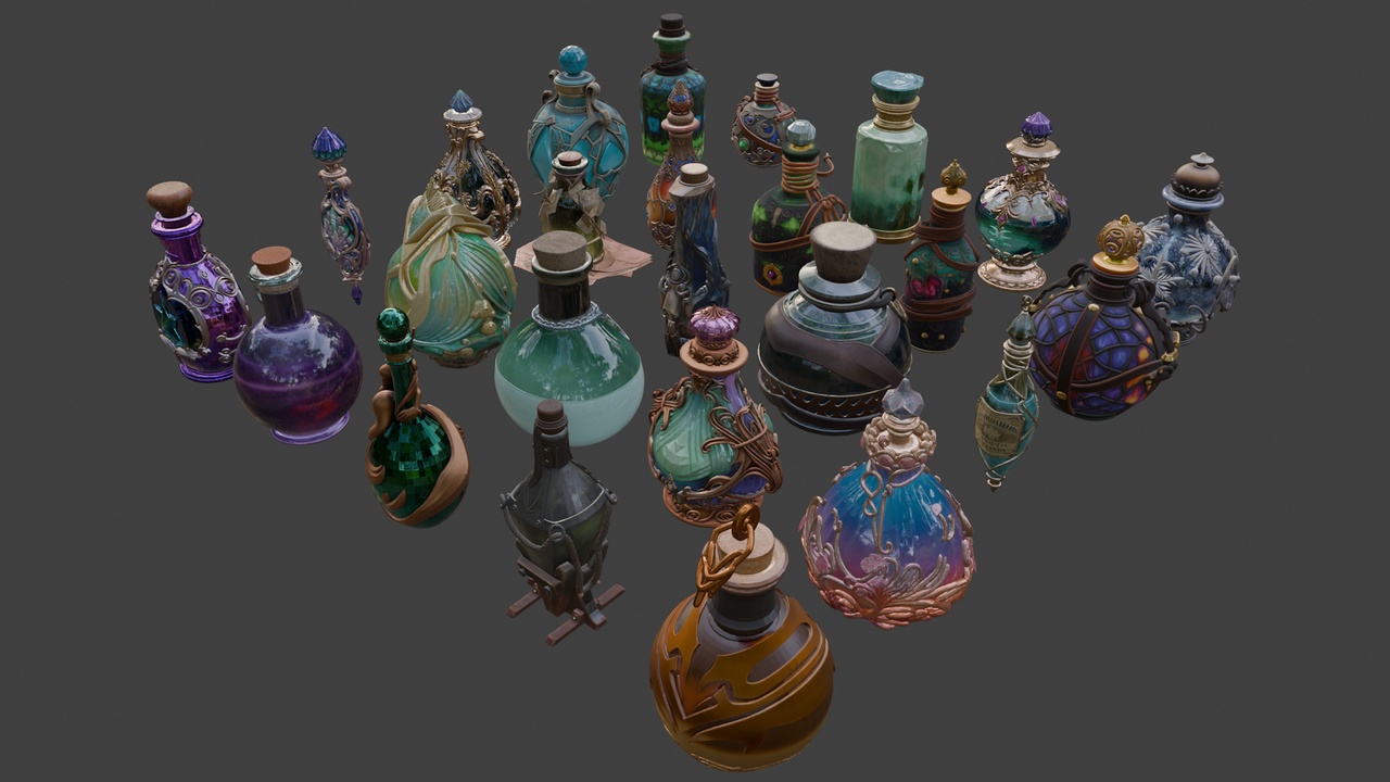 Media 1 for listing Medieval Fantasy Potions Pack (25 AI Pieces)