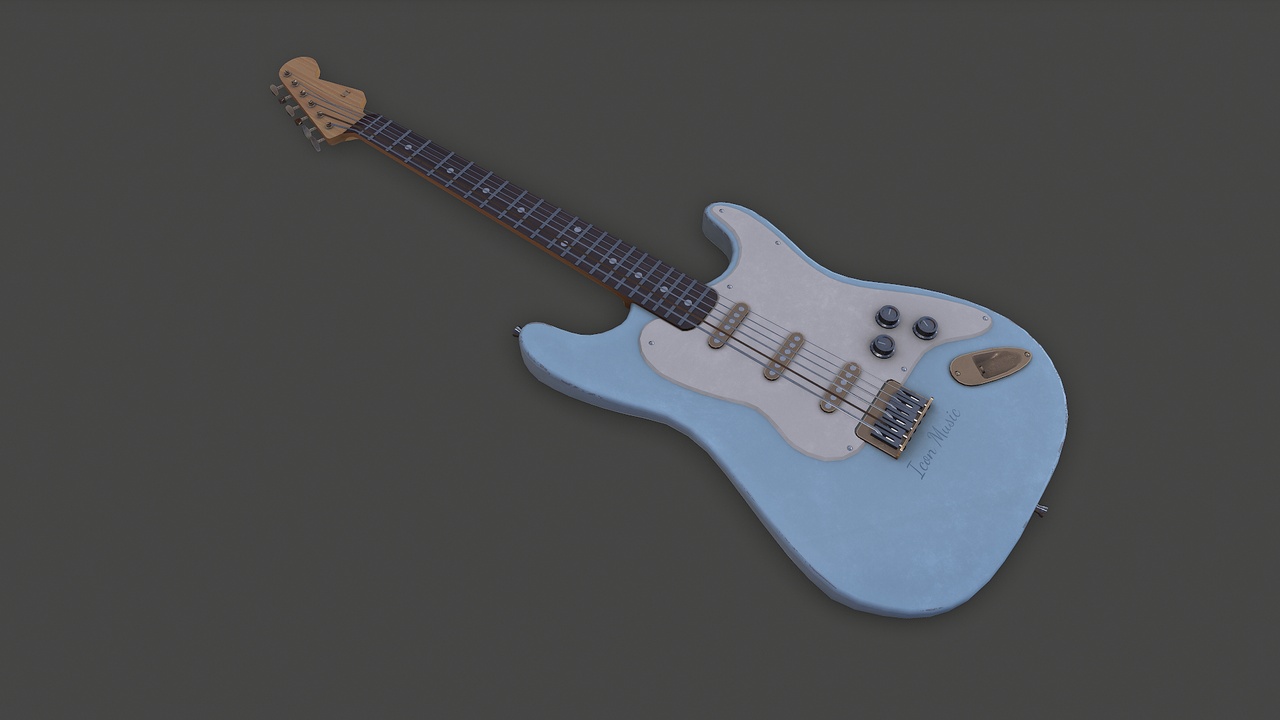 Media 1 for listing Old Retro Vintage Electric Guitar Low-poly PBR