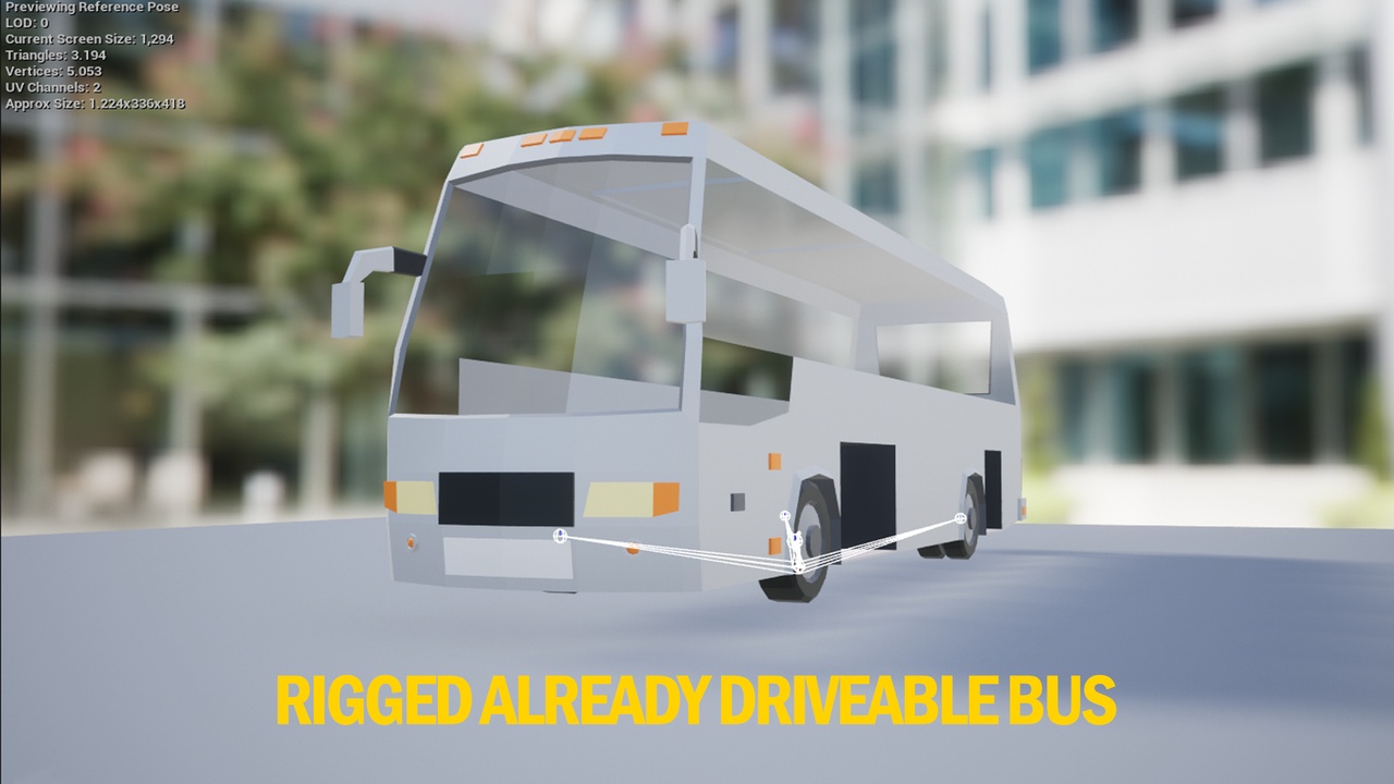 Media 1 for listing Driveable | Rigged | Low Poly Passenger Bus