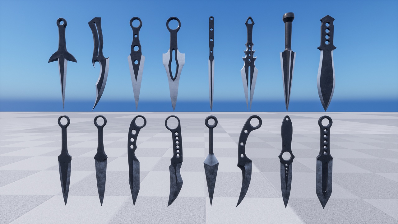 Media 1 for listing Throwing Weapons Pack v3. Knifes - Ultra realistic Bundle