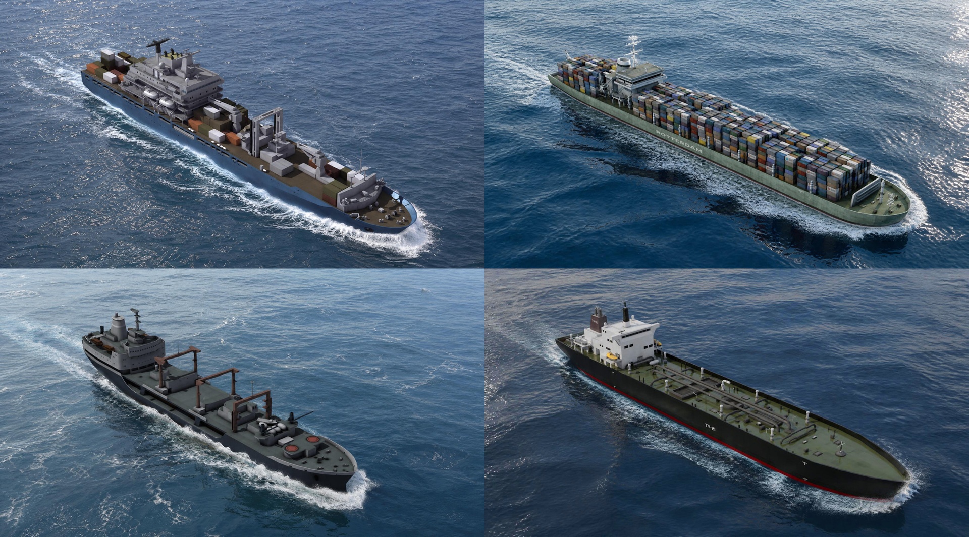 Media 1 for listing 4x Civilian Cargo Ship Collection Game Ready 3D Asset
