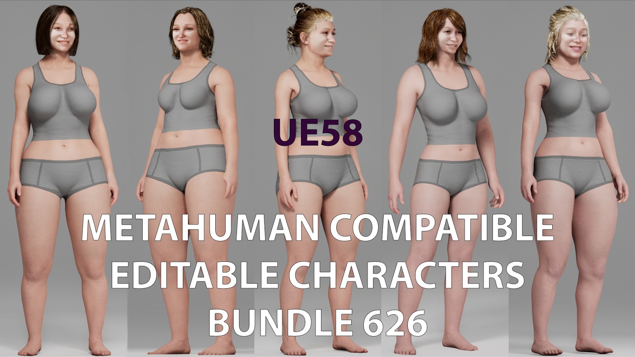Media 1 for listing MetaHuman Compatible Editable Characters Bundle 626