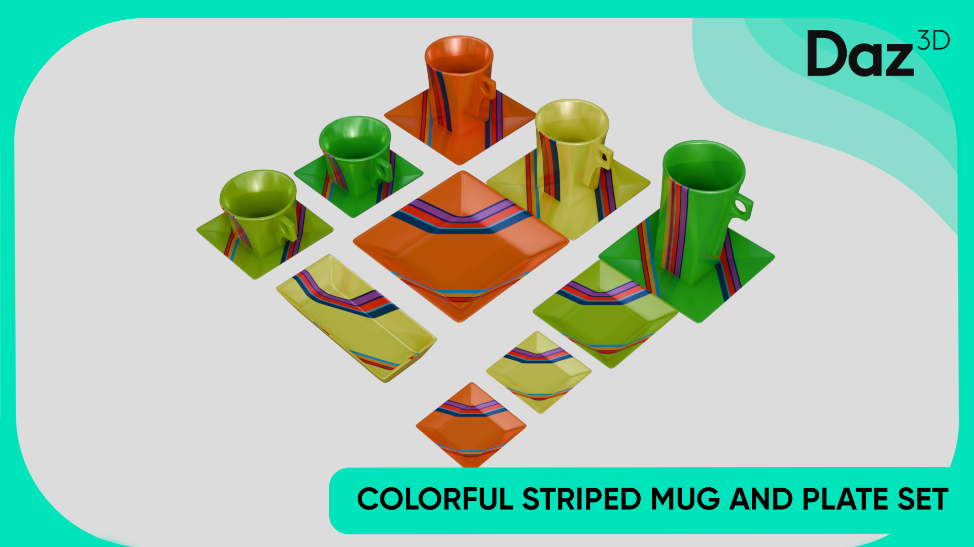Colorful Striped Mug and Plate Set | Fab