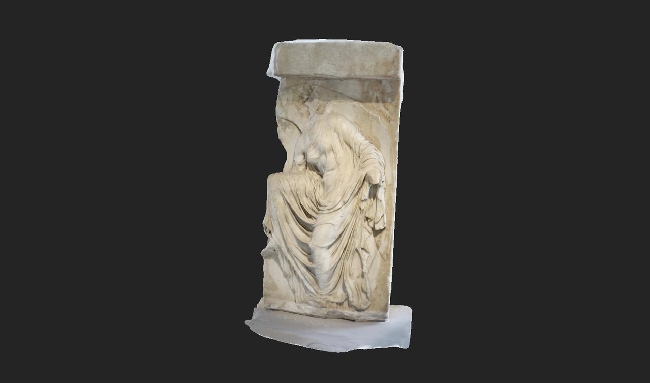 Media 1 for listing The relief sculpture of Greek victory goddess Nike tying her shoelaces, titled "