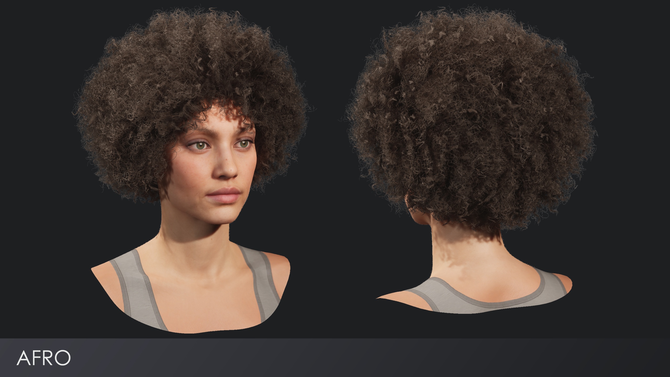 Media 1 for listing Realistic female hairstyles, pack #1 | Rigged, game-ready, low-poly