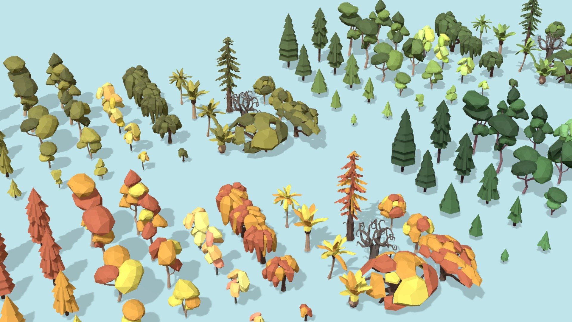 Low Poly Coding Theme Low Poly Tree Asset Pack (Seasonal Theme) | Fab