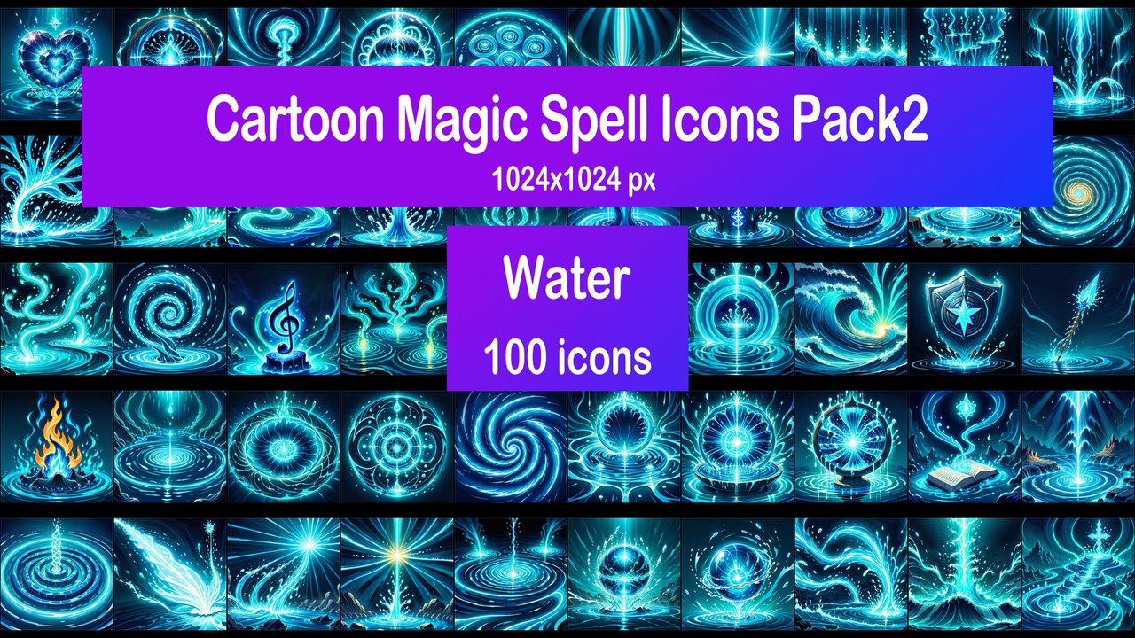 Media 1 for listing Cartoon Magic Spell Icons Pack2 - Water